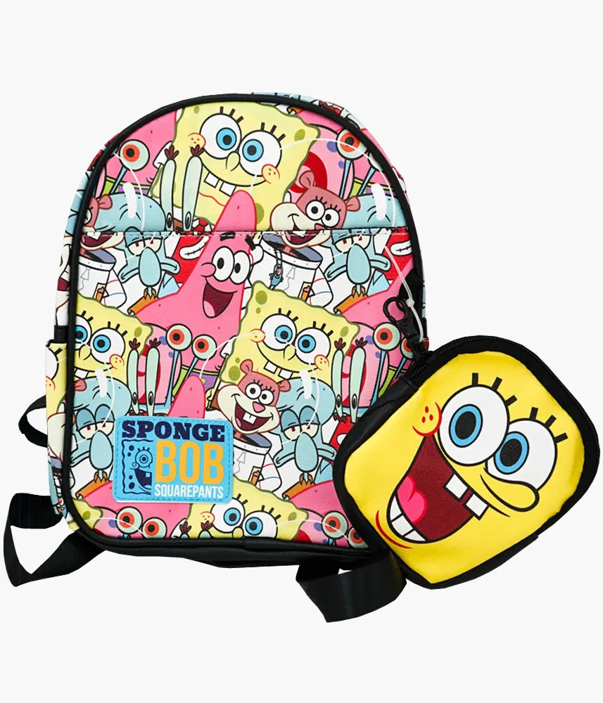 10.5" SpongeBob Mini Leather Backpack with Pouch