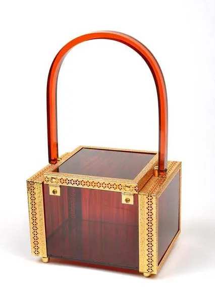 1950s Tortoise Shell Lucite Box Purse