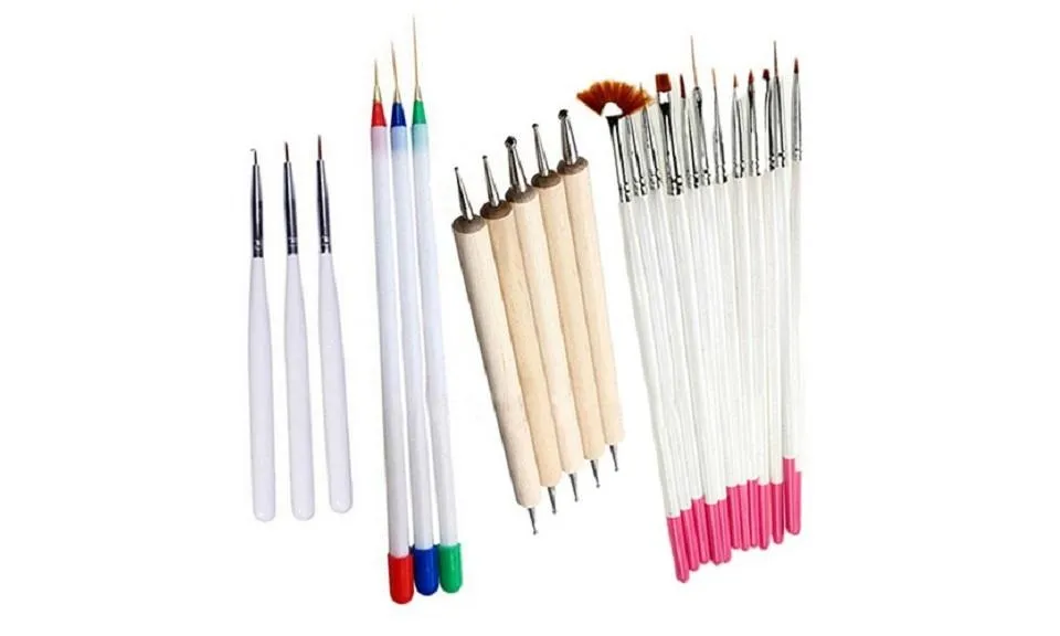 23 Pcs Nail Art Polish Painting Draw Pens Brush Tips Tools Set