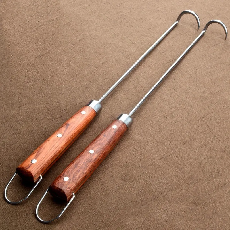 2pcs BBQ Grilling Meat Hook BBQ Skewers Barbecue Needle Grill