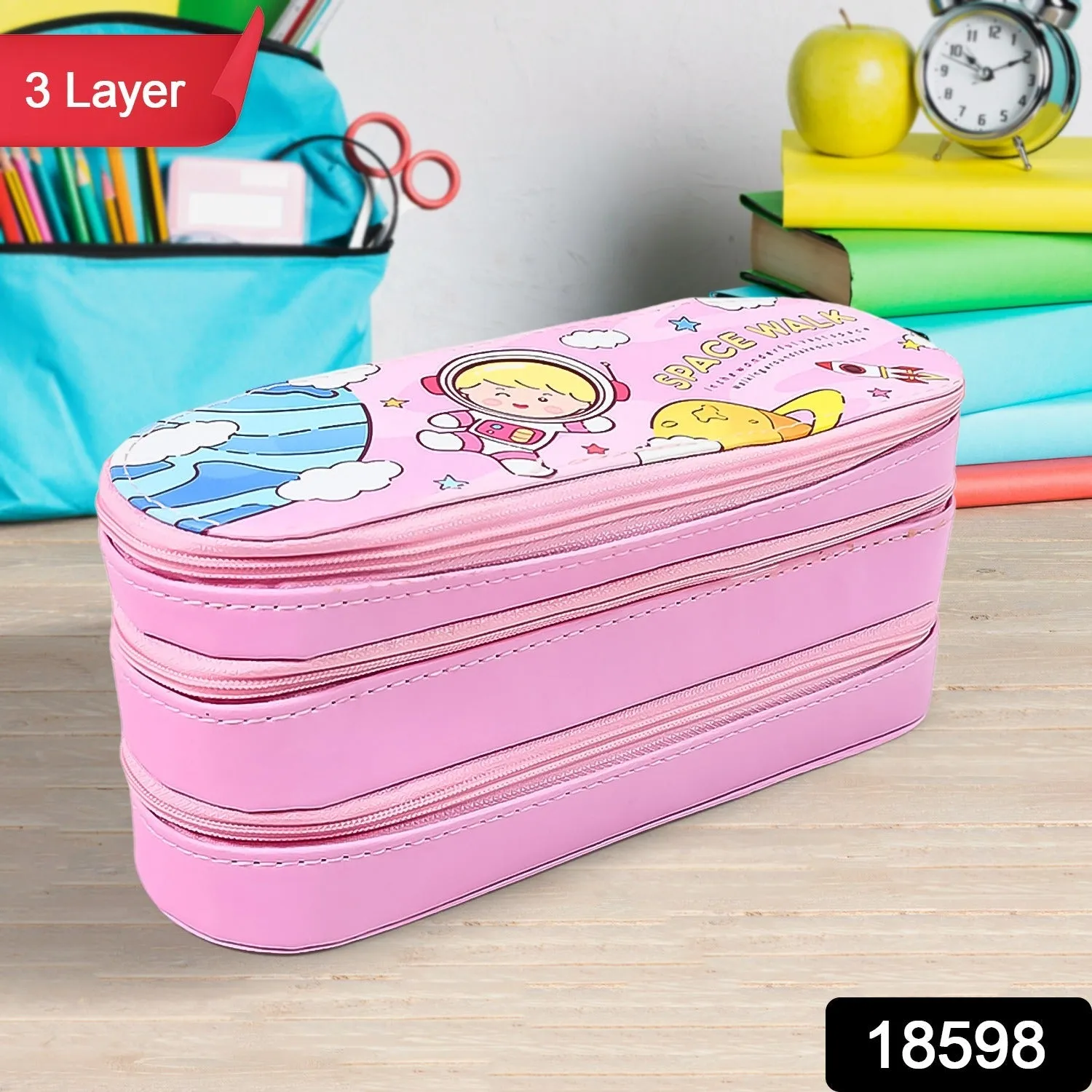 3 Layer Large Capacity With Multi-Functional Pencil Case (1 Pc)