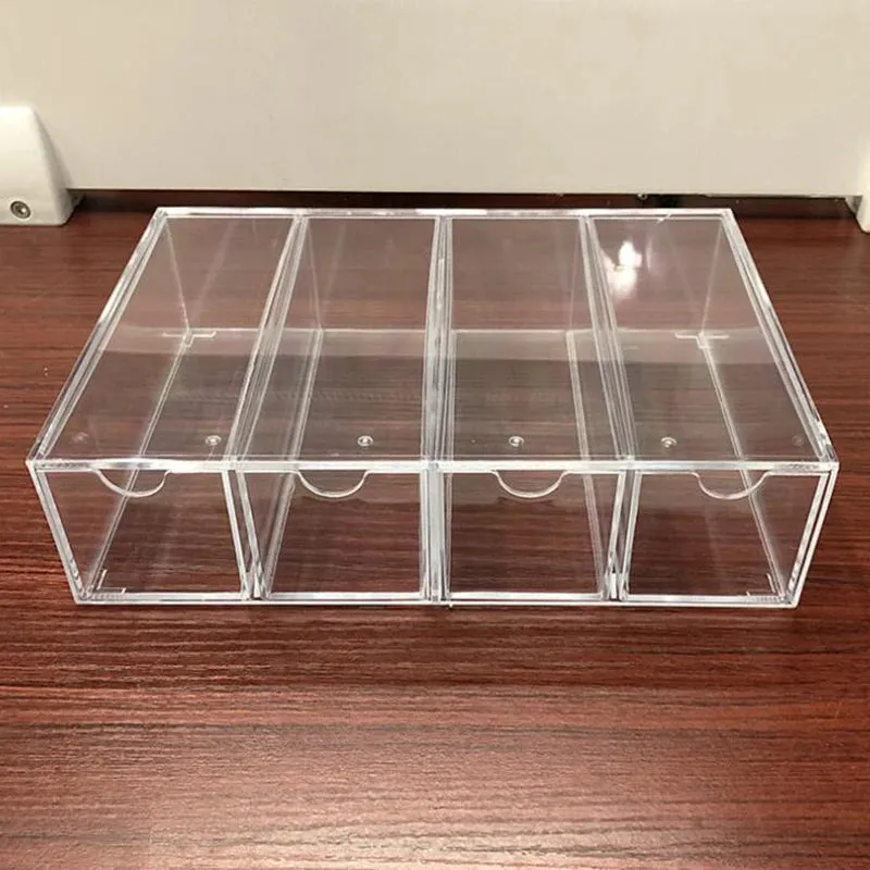 4 Layers Glasses Storage Box Acrylic Organizer Cosmetics Makeup Organizer Storage Drawers Pen Case Stackable Display Holder