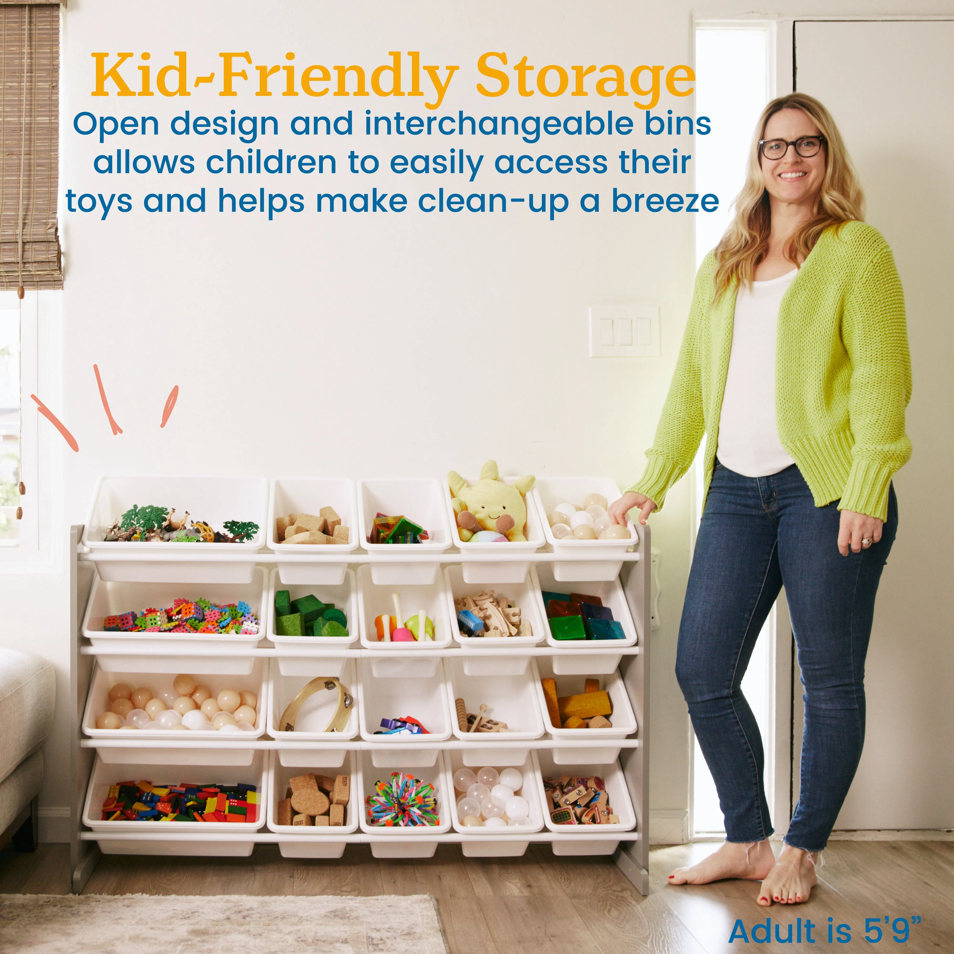 4-Tier Organizer with 20 Bins, Toy Storage