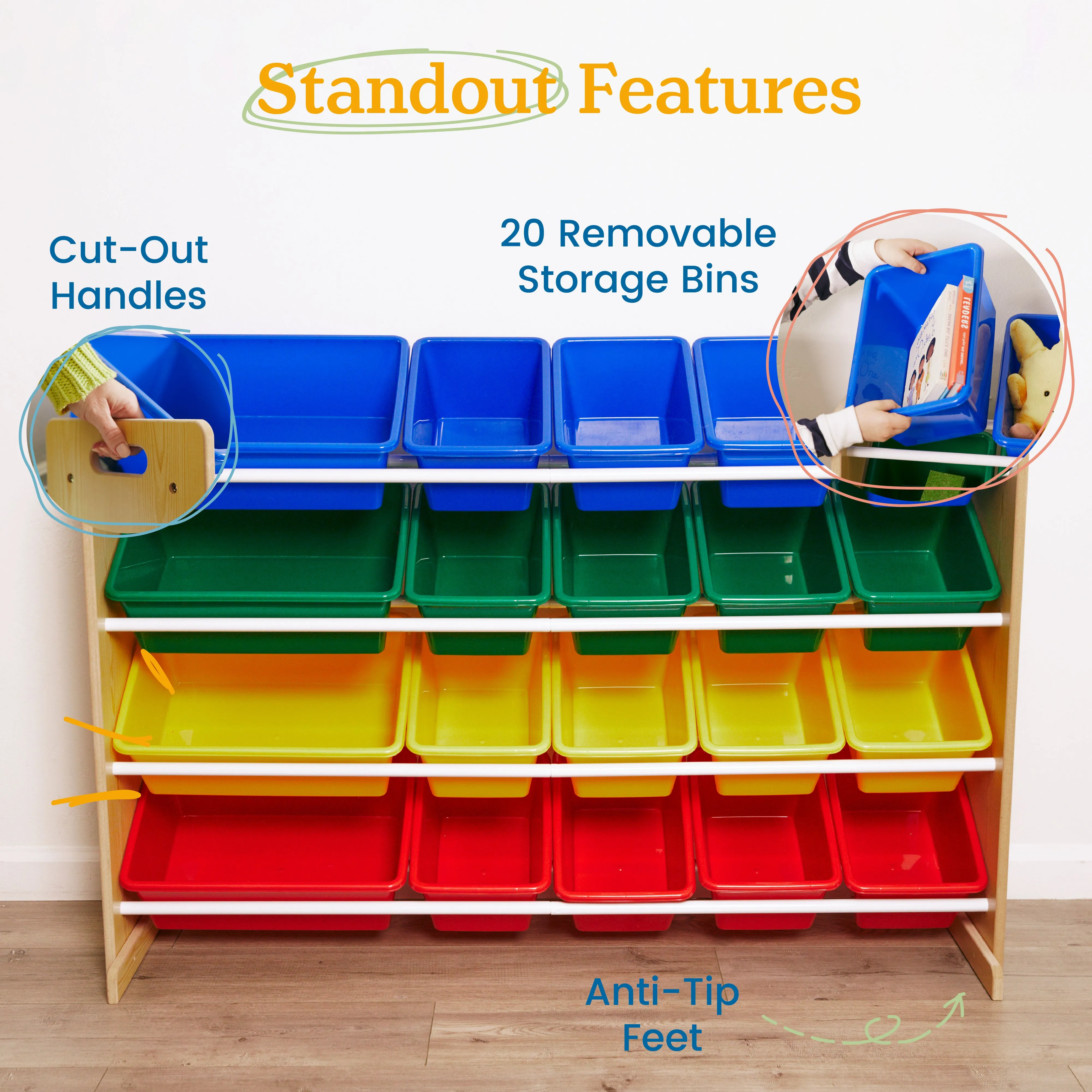 4-Tier Organizer with 20 Bins, Toy Storage