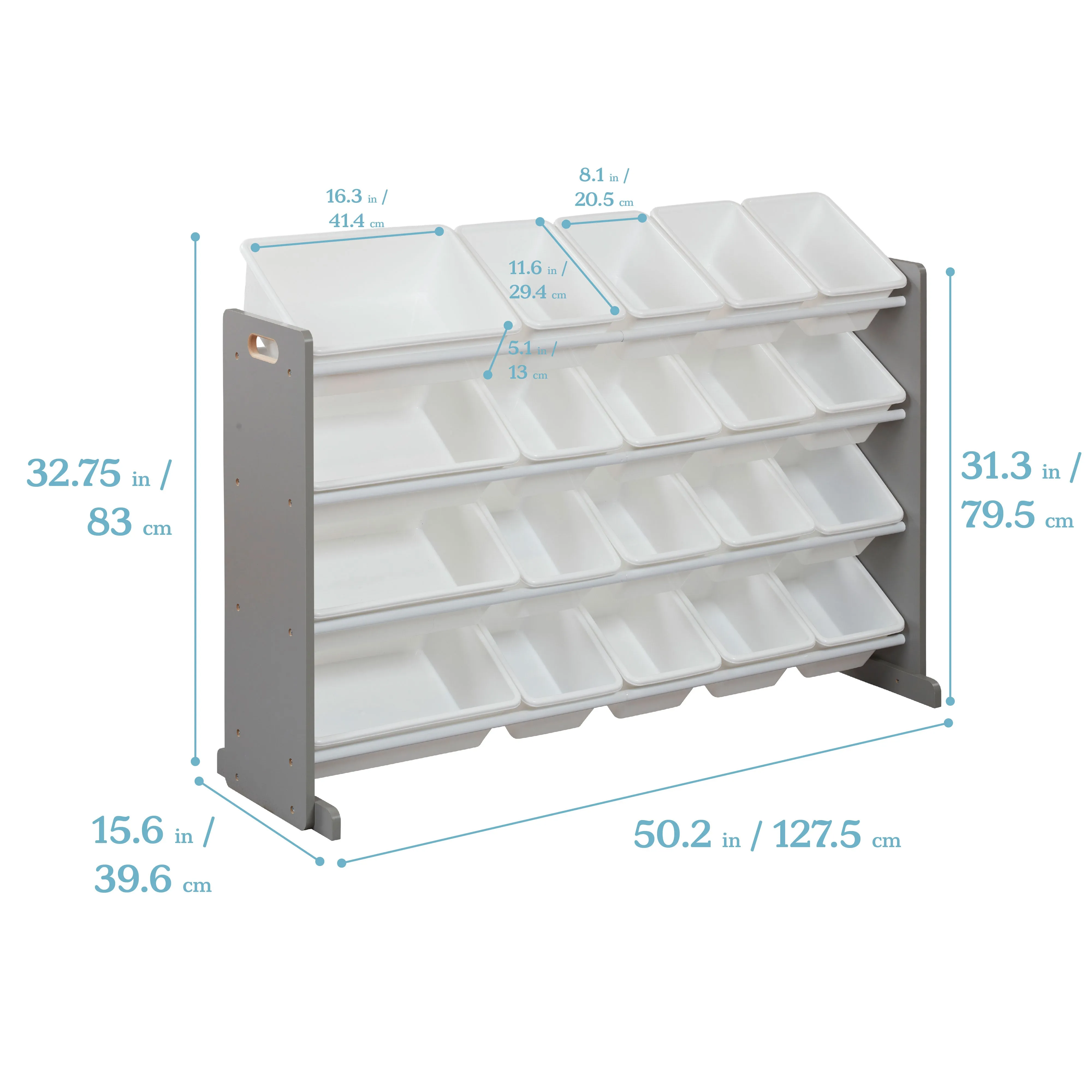 4-Tier Organizer with 20 Bins, Toy Storage