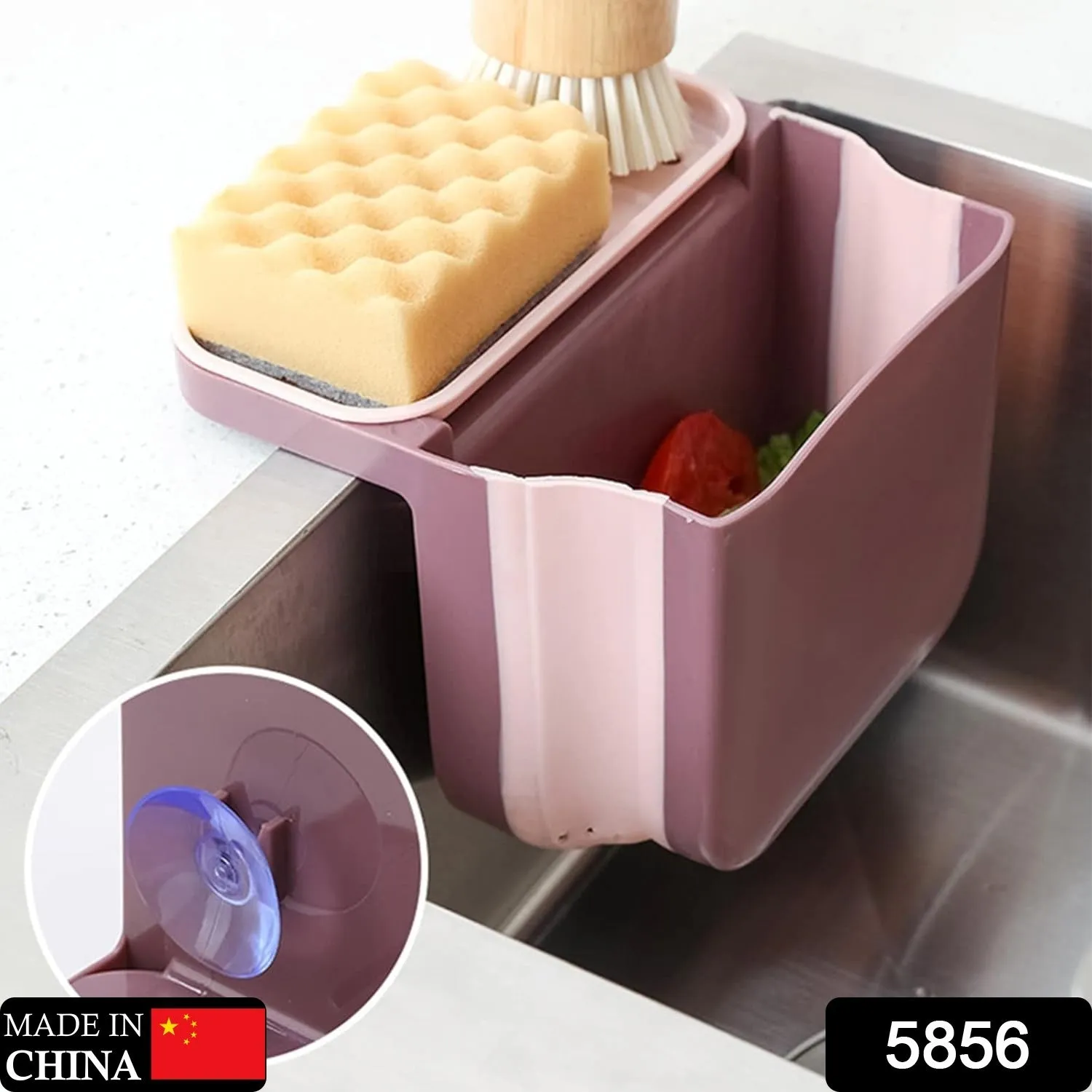 5856  Small Multifunction Sink Drain Basket - Universal & Foldable - Sink Trash Holder Sink Side Storage Drainer Strainer Basket, Foldable Kitchen Sink Drain Strainer for Food,Dish Drainer for Fruits, Vegetables