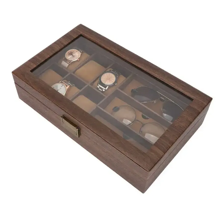 6 Slot Wooden Watches And 3 Slot Sunglasses Display Storage Box Blwl0033