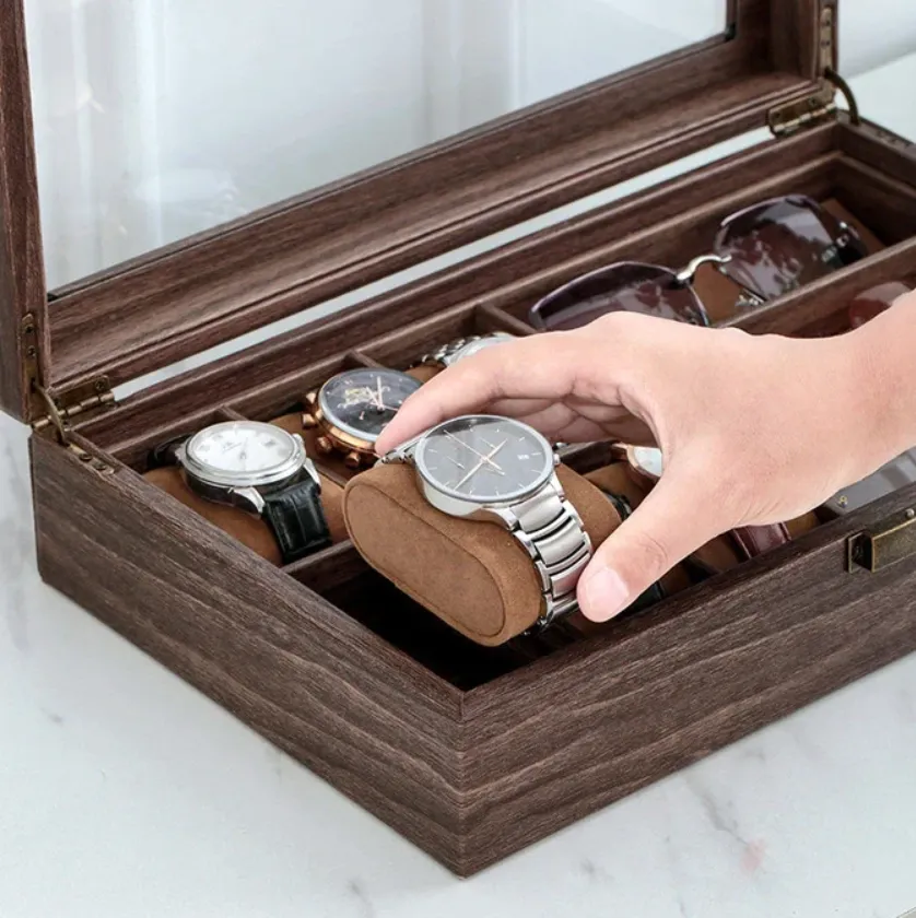 6 Slot Wooden Watches And 3 Slot Sunglasses Display Storage Box Blwl0033