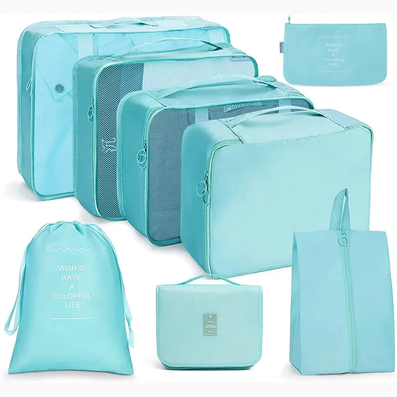 7/8/9 Piece Set Travel Storage Bags Home Foldable Toiletries Organizer For Clothes Shoe Luggage Packing Cube Suitcase Tidy Pouch