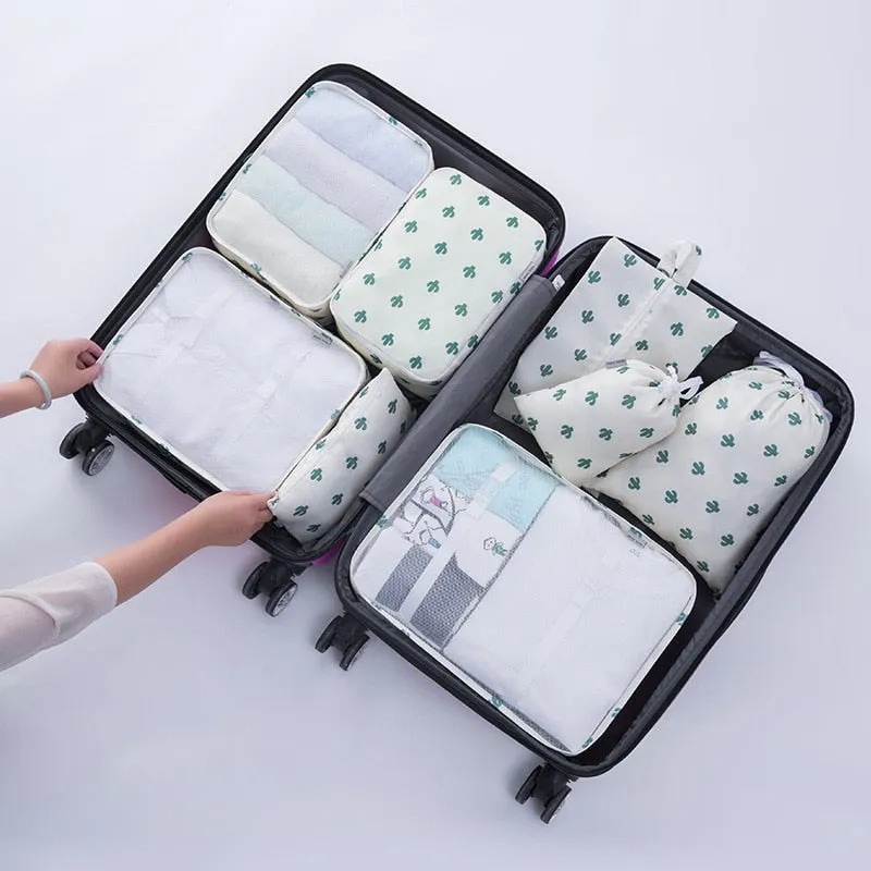 7/8/9 Piece Set Travel Storage Bags Home Foldable Toiletries Organizer For Clothes Shoe Luggage Packing Cube Suitcase Tidy Pouch