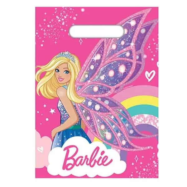 8pk Licensed Barbie Plastic Party Bags