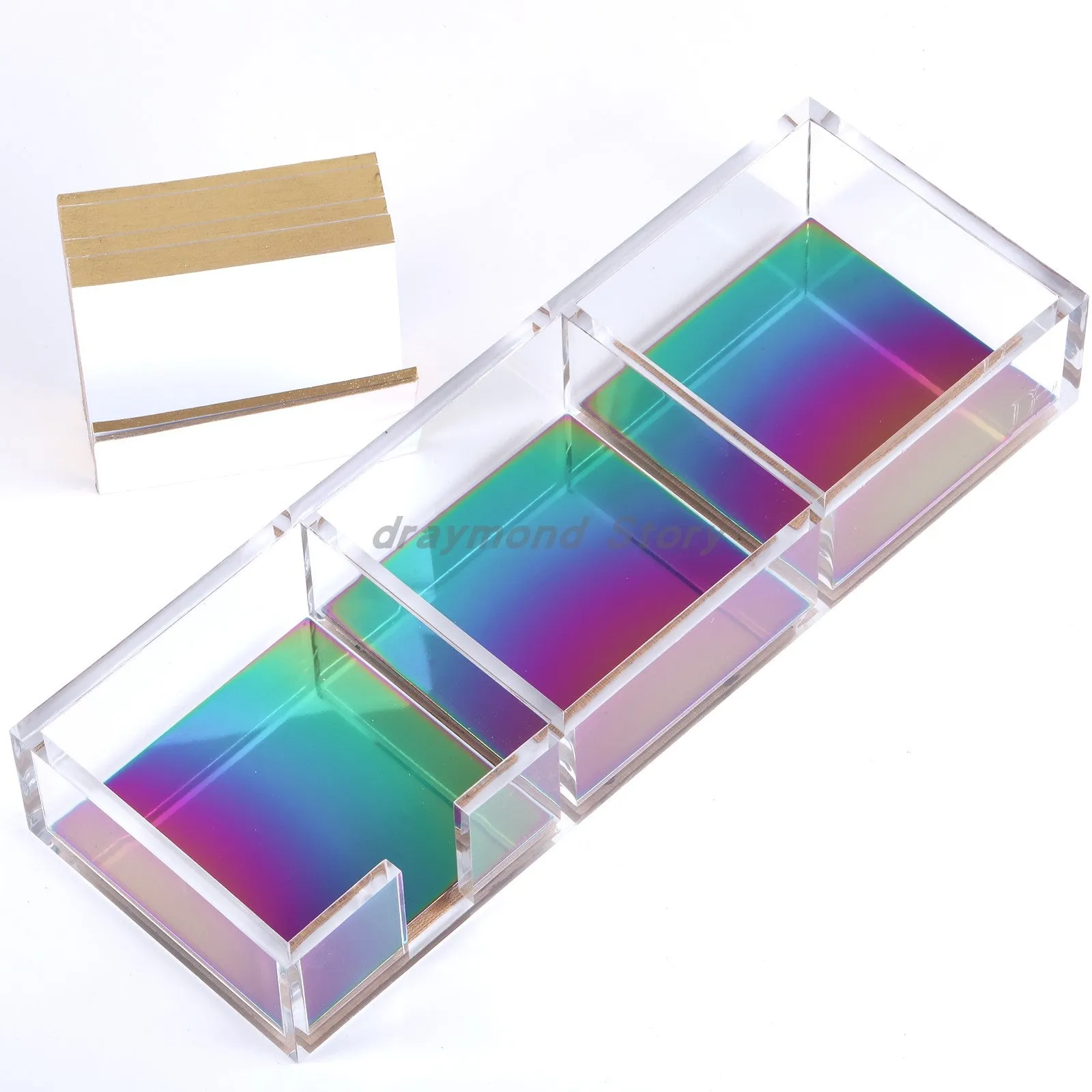 Acrylic Desk Organizer with notepad (Gold, Rose Gold,Colorful )