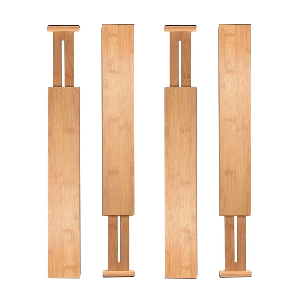 Adjustable Bamboo Drawer Organizer Pack Of 4