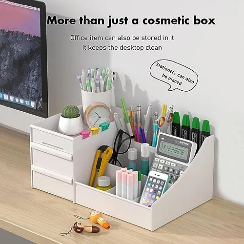 ALOXE Cosmetic Organizer Box Drawers Storage Plastic Stationary Box | Make Up Organiser For Women