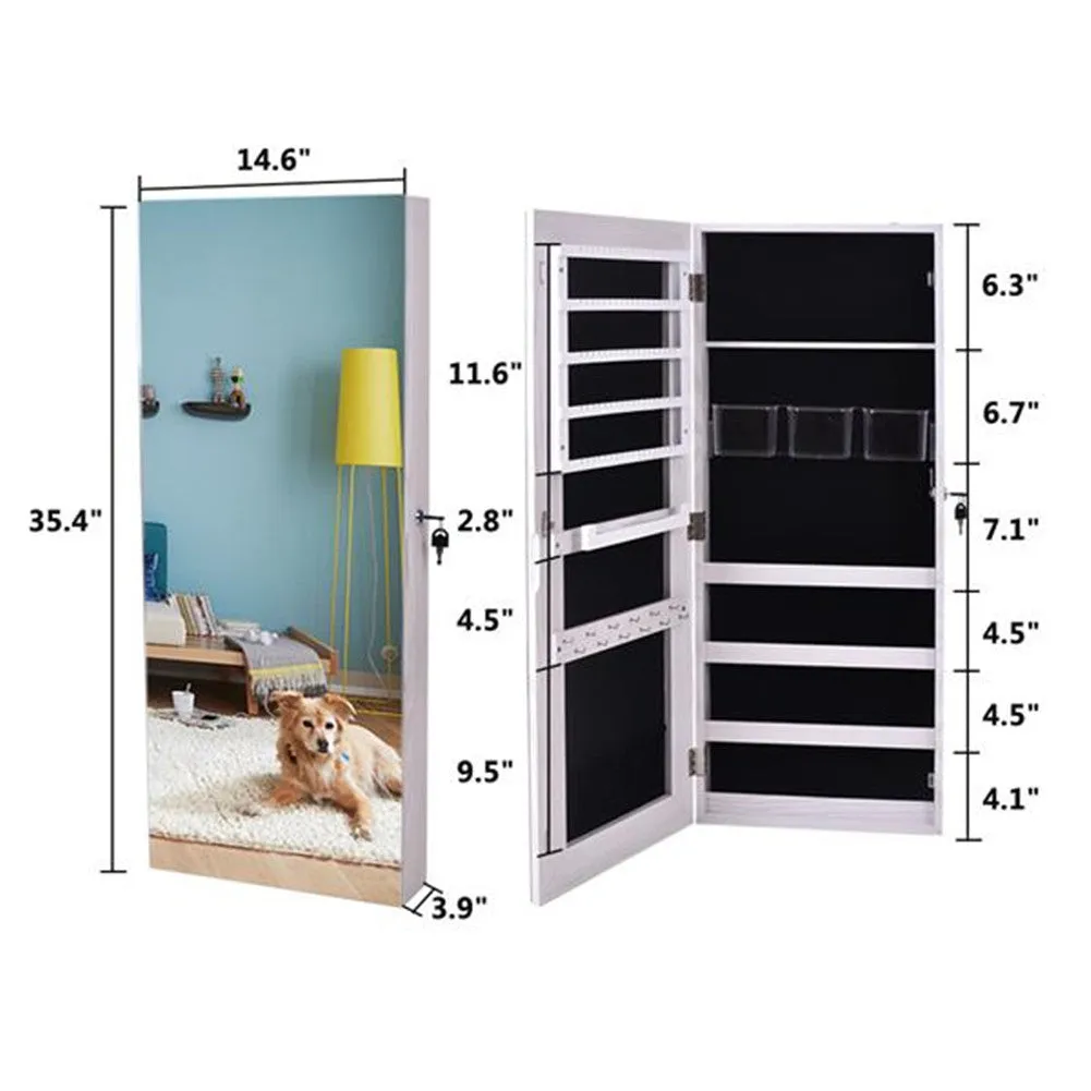 AMYOVE 4-layer Storage Cabinet with Mirror Wall-mount Storage Organizer White