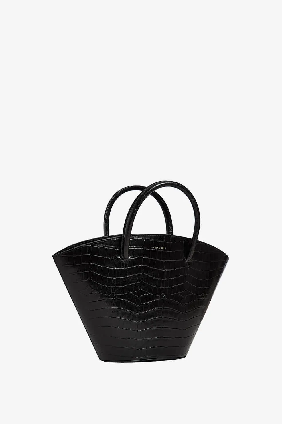 Anine Bing - Mini Holland Bag in Black Croco