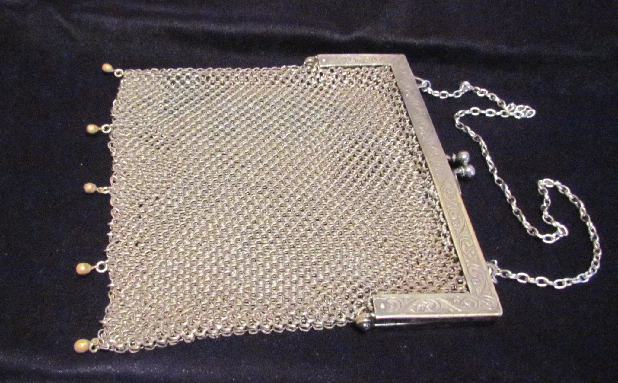 Antique Silver ChainMail Purse Victorian Soldered Mesh Chain Mail