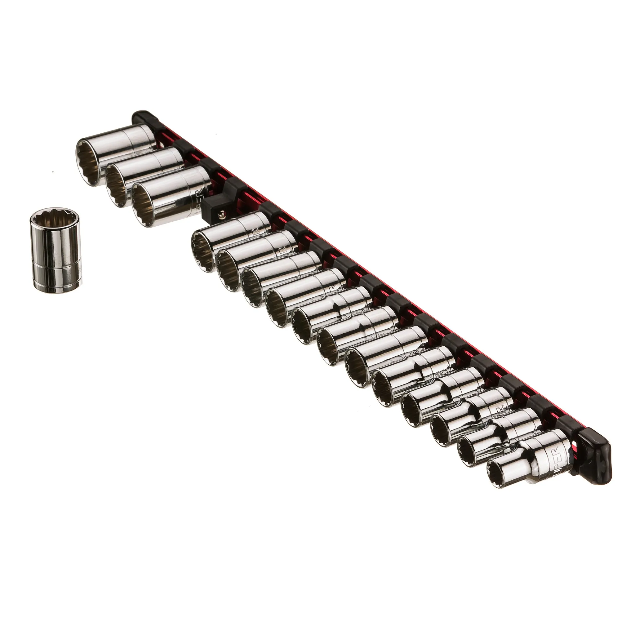 ARES 70204 - 3-Piece Red Aluminum Socket Rail Set