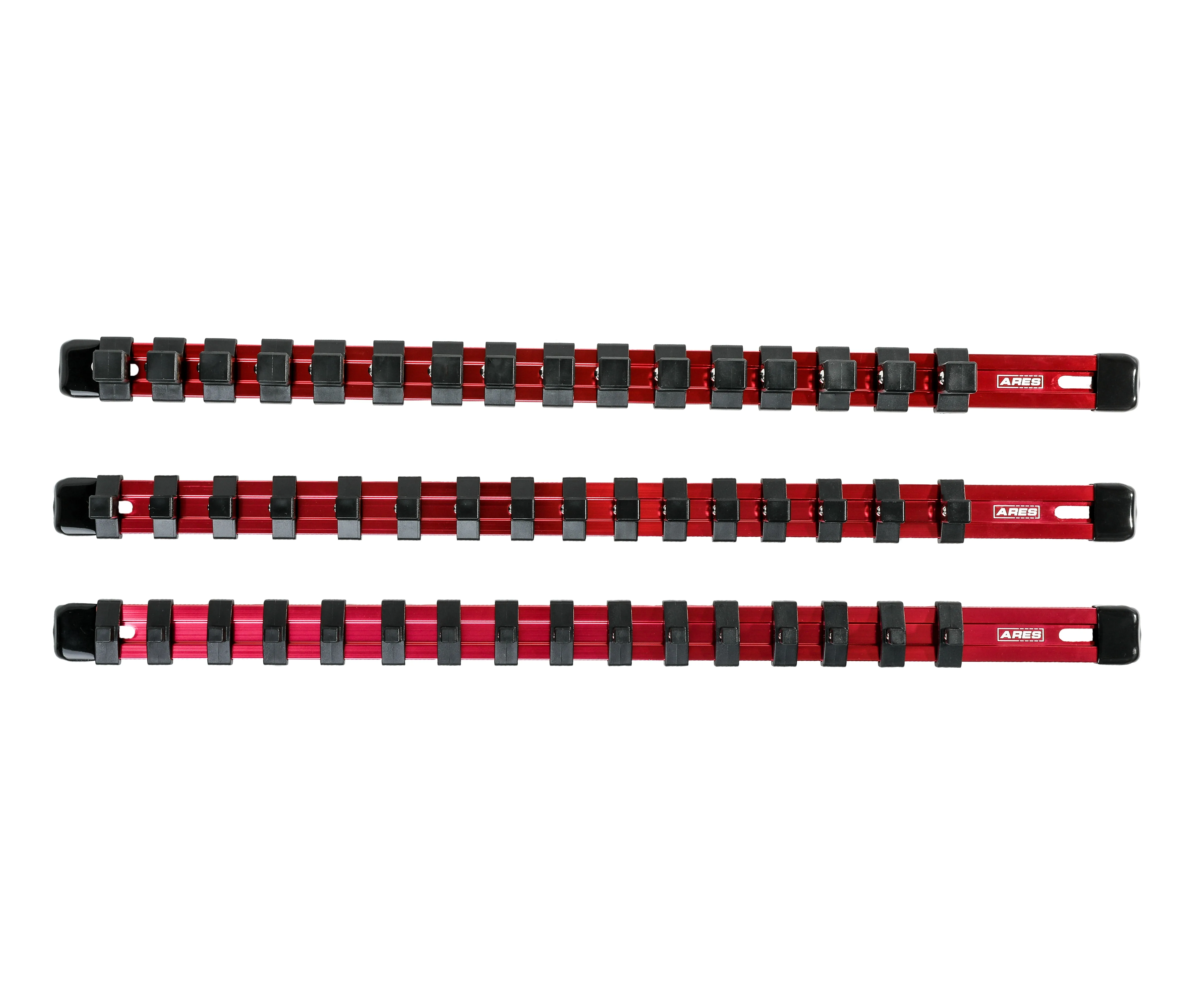 ARES 70204 - 3-Piece Red Aluminum Socket Rail Set