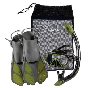 Aviator Snorkel Set - Black Silicone/Green