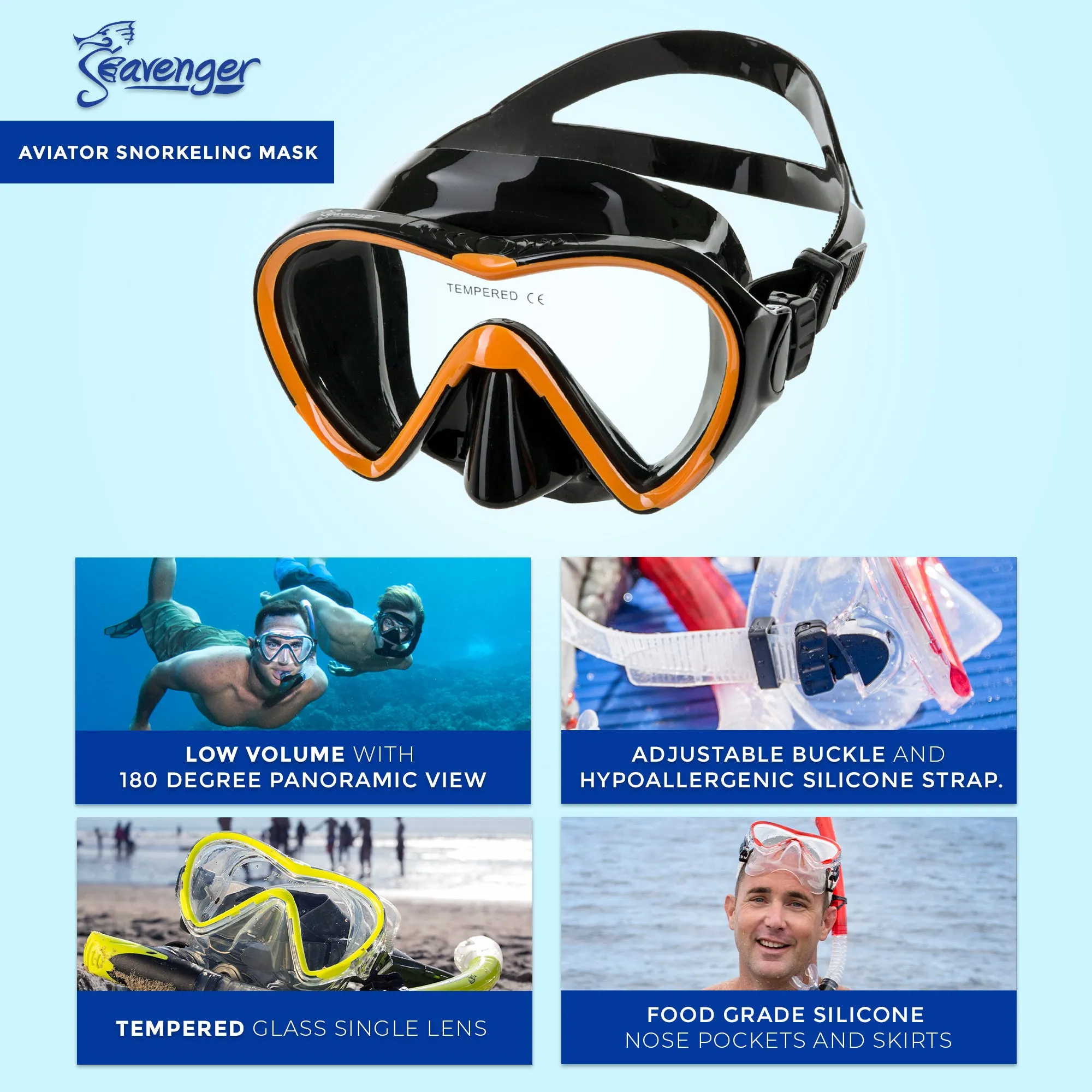 Aviator Snorkel Set - Dodger Blue