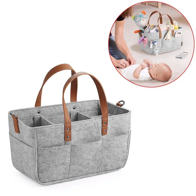 Baby Felt Storage Nursery Organizer Basket Infant Diaper Bag with