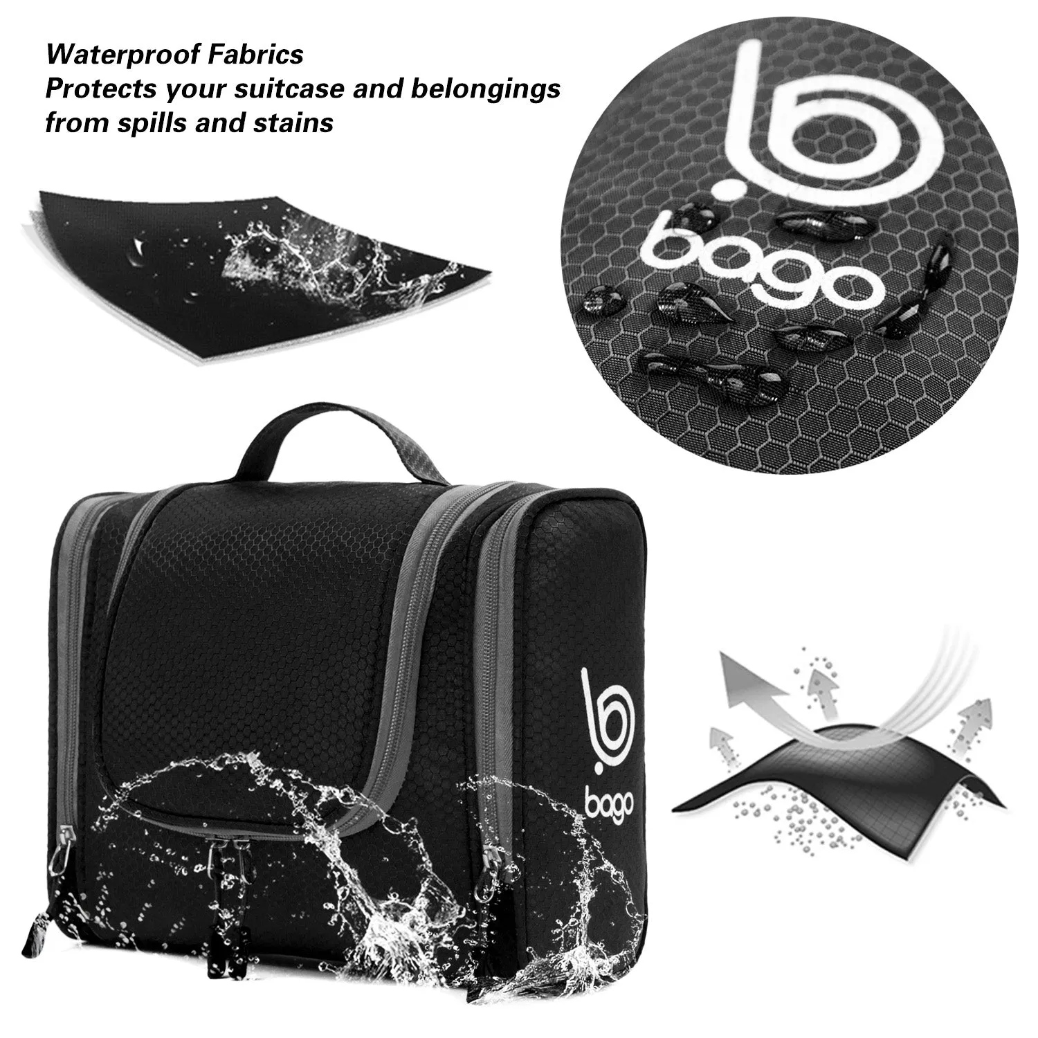 Bago Hanging Toiletry Bag For Women & Men - Travel Bags for Toiletries