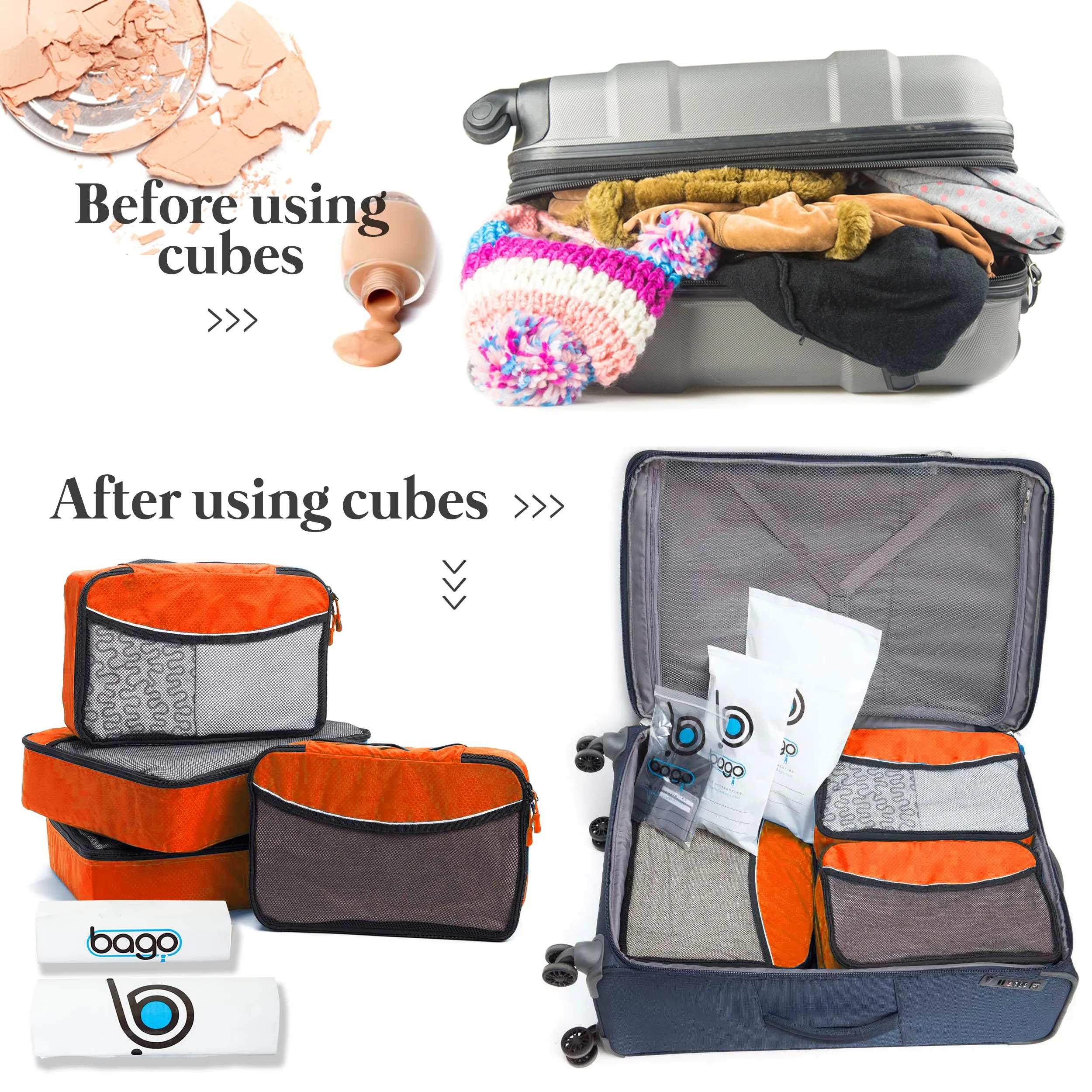 Bago Packing Cubes for Travel Bags - Luggage Organizer 7 pcs Set