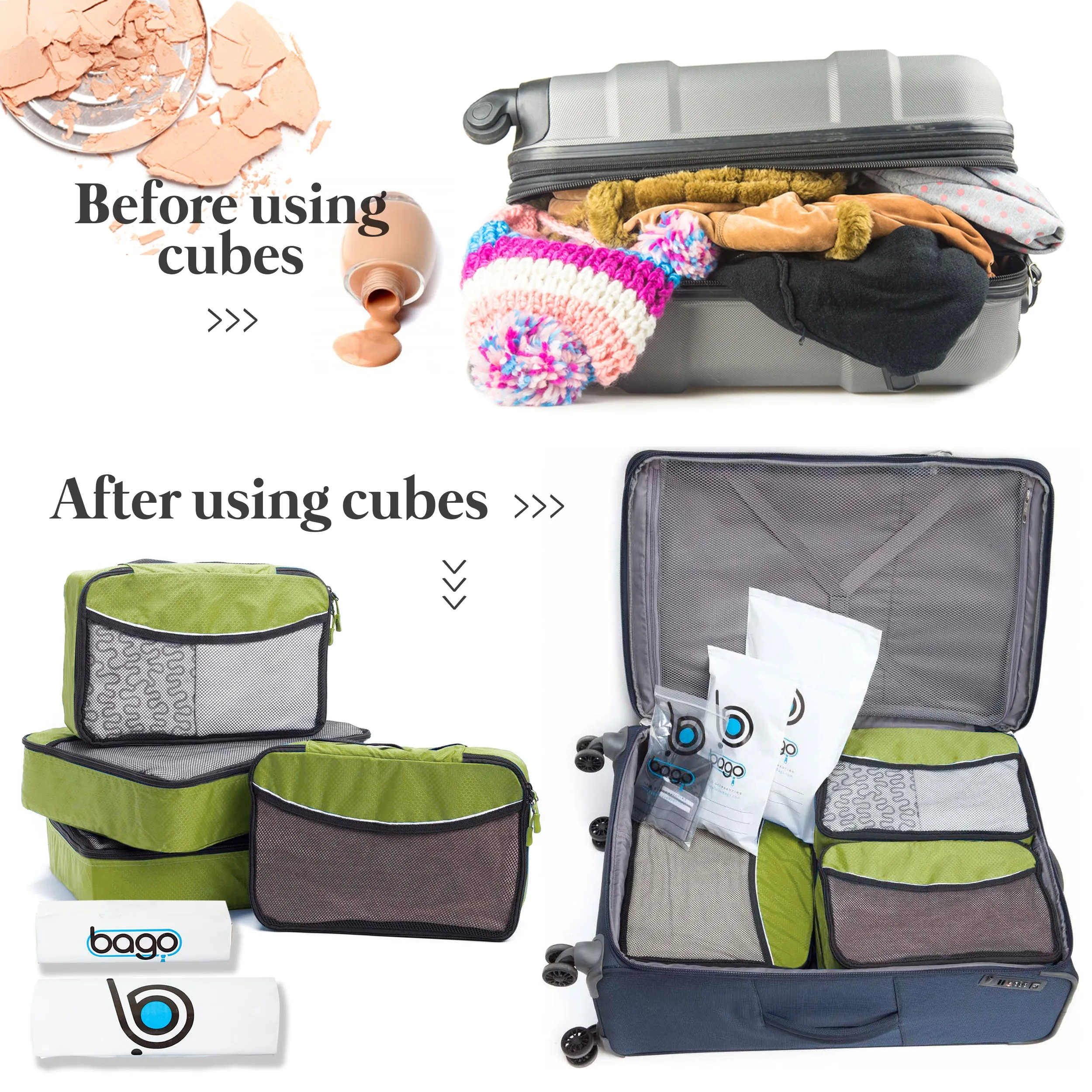 Bago Packing Cubes for Travel Bags - Luggage Organizer 7 pcs Set