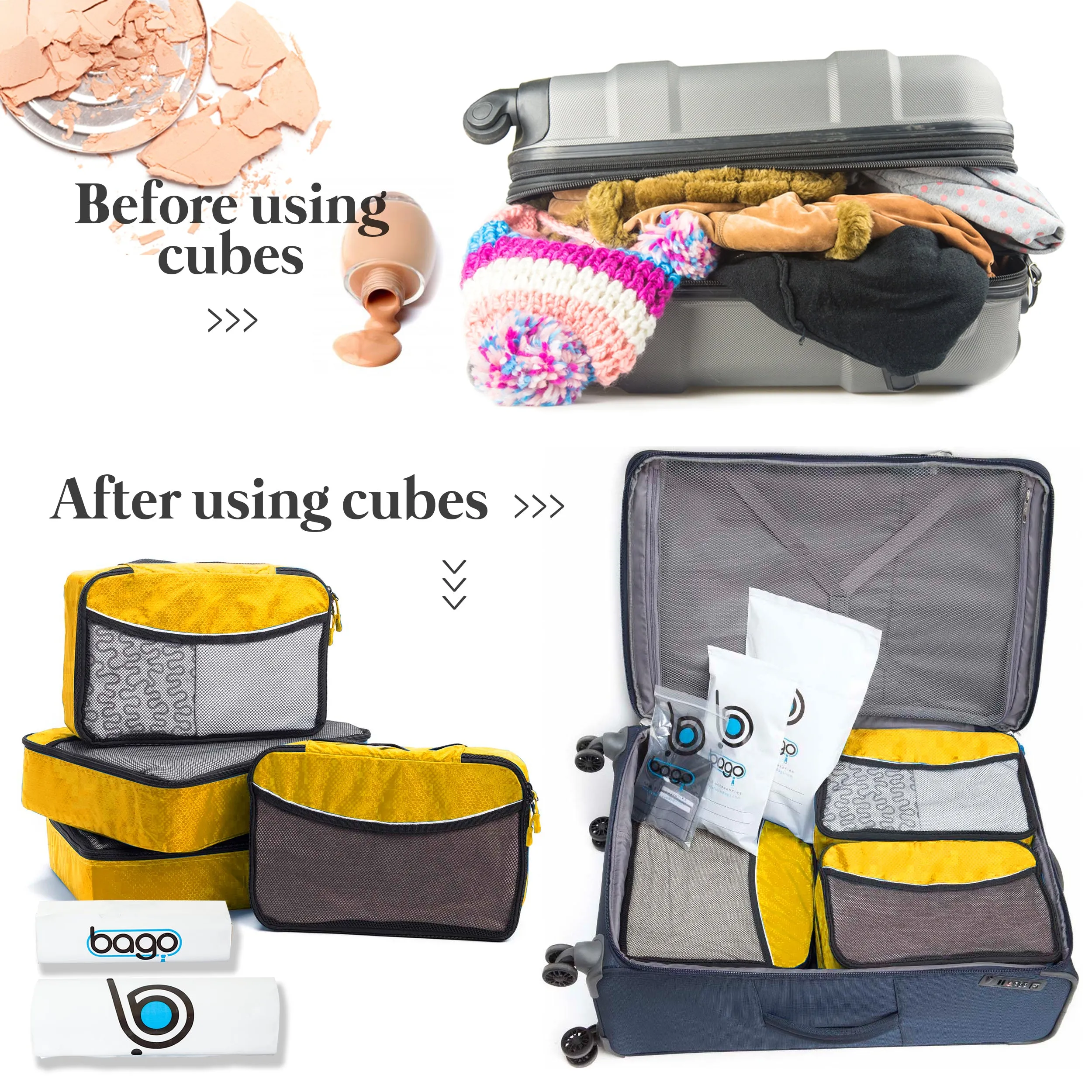 Bago Packing Cubes for Travel Bags - Luggage Organizer 7 pcs Set