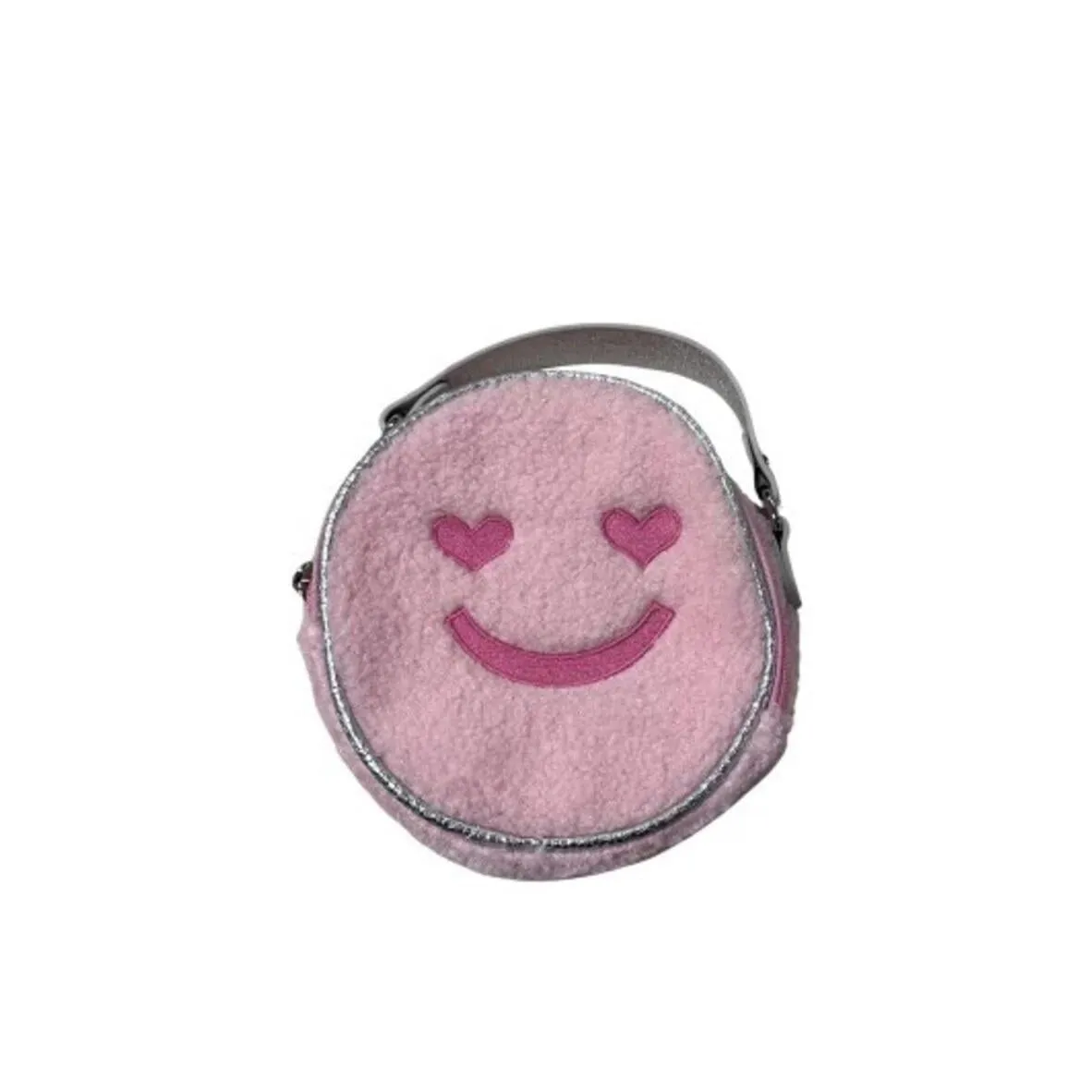 Bari Lynn Sherpa Smile Handbag - Pink