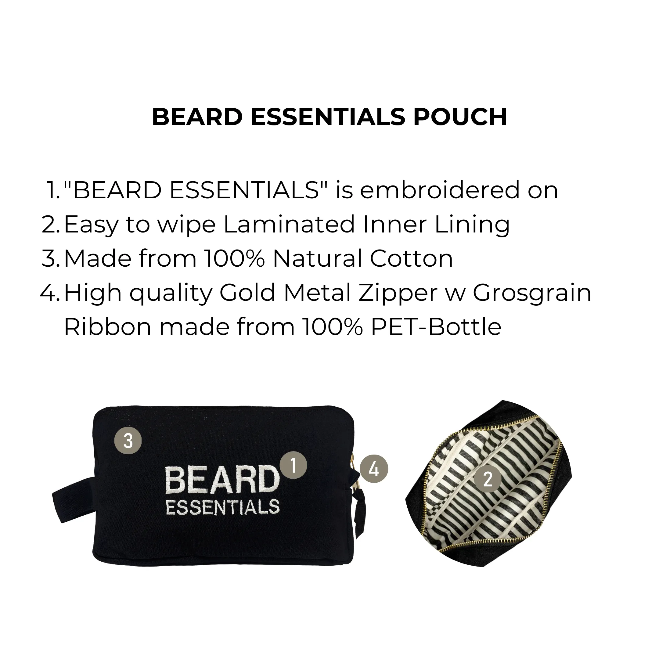 Beard Essentials Pouch, Black