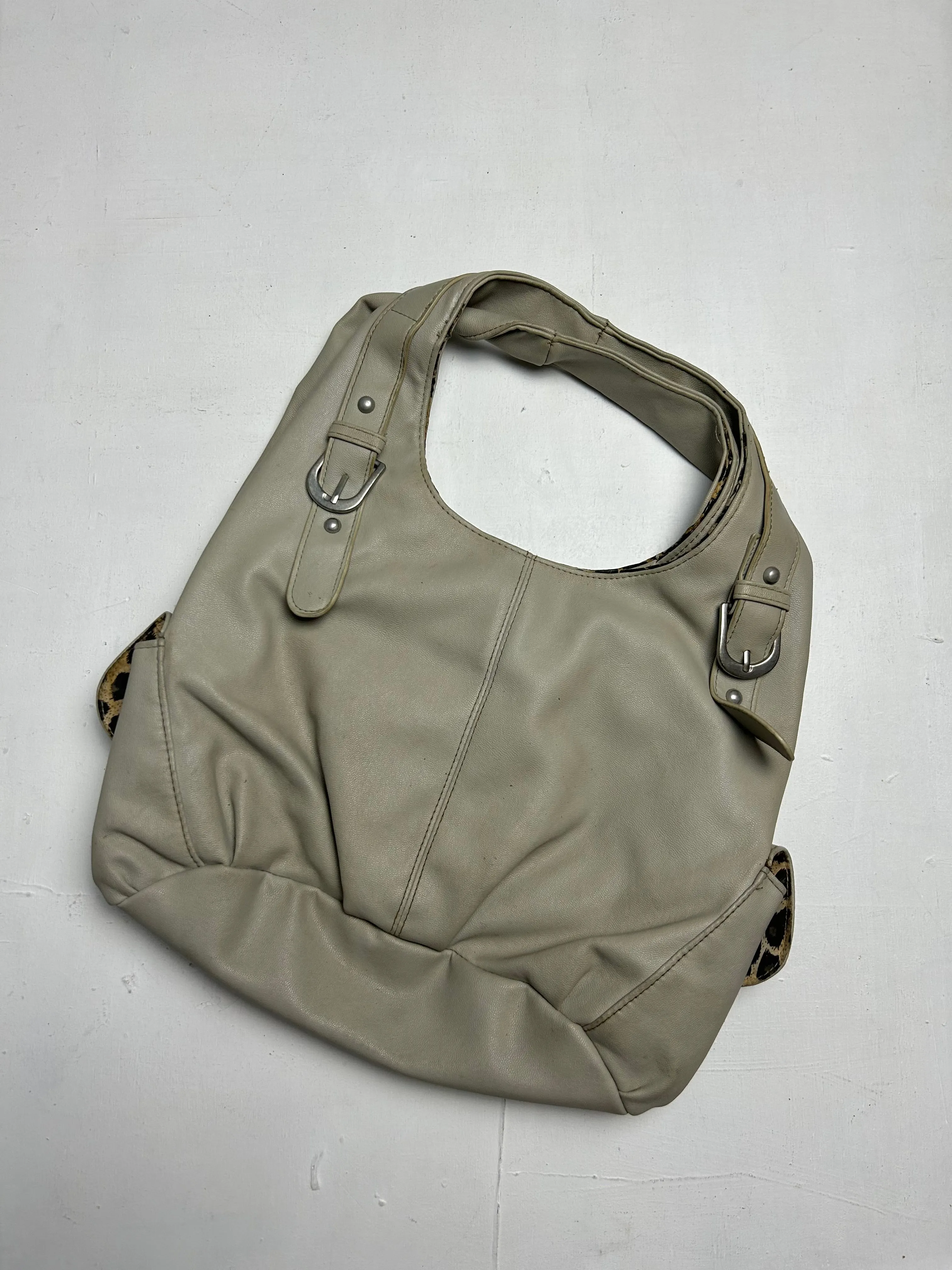 Beige pvc leather belt  medium besace shoulder bag