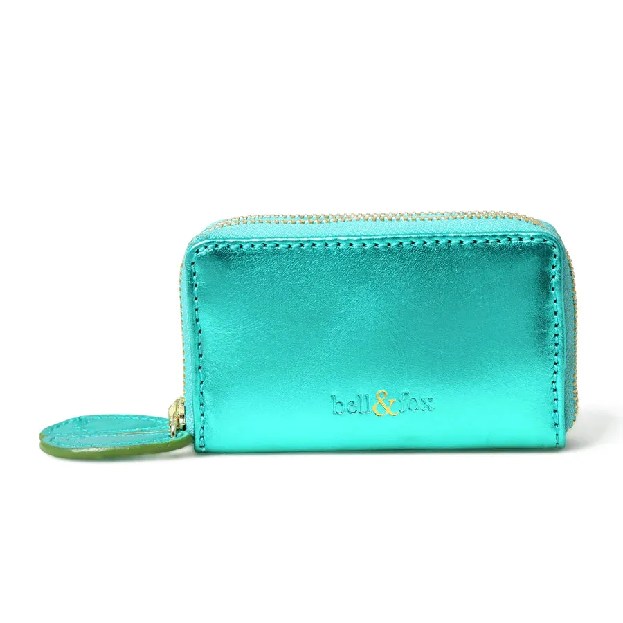 Bell & Fox Ava Mini Double Zip Purse-Emerald Metallic