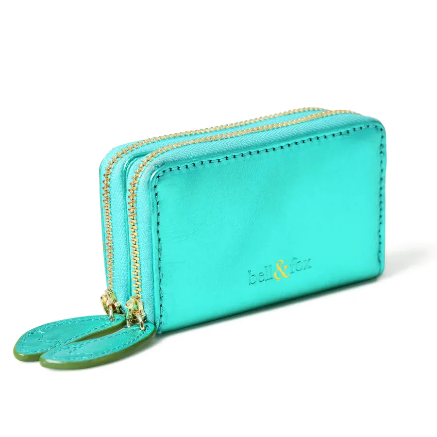 Bell & Fox Ava Mini Double Zip Purse-Emerald Metallic