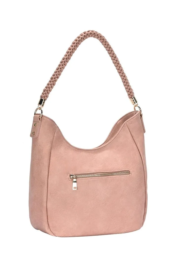 BGT3092 Monogrammable Braided Handle Hobo Bag