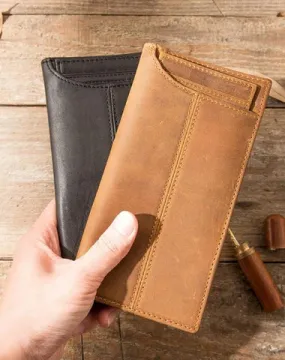 Black Cool Leather Mens Long Wallet Brown Long Wallet Vintage Bifold Long Wallet for Men