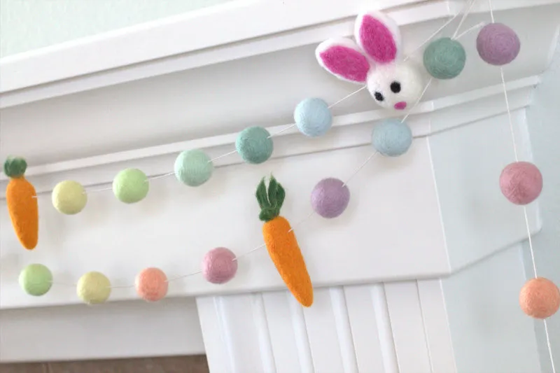 Bunny & Carrot Easter Garland- Pastel Rainbow