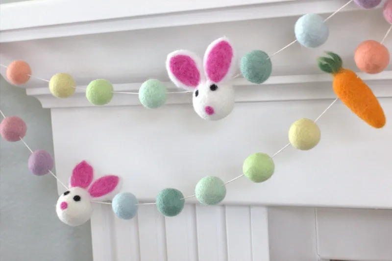 Bunny & Carrot Easter Garland- Pastel Rainbow