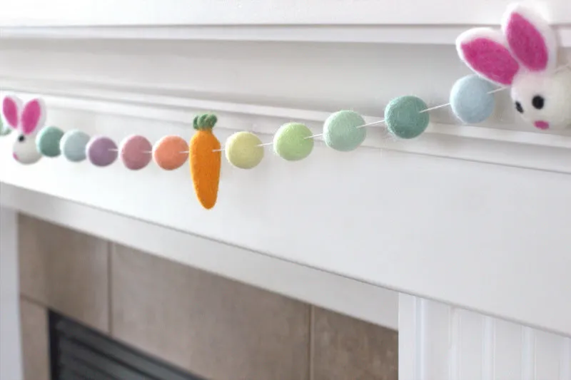 Bunny & Carrot Easter Garland- Pastel Rainbow