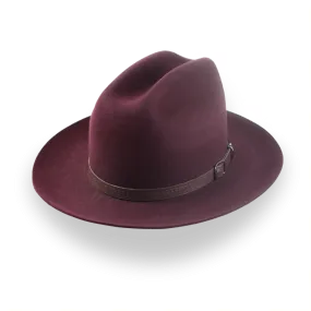 Burgundy Western Fedora with Artisanal Leather Hat Belt | The Patriot