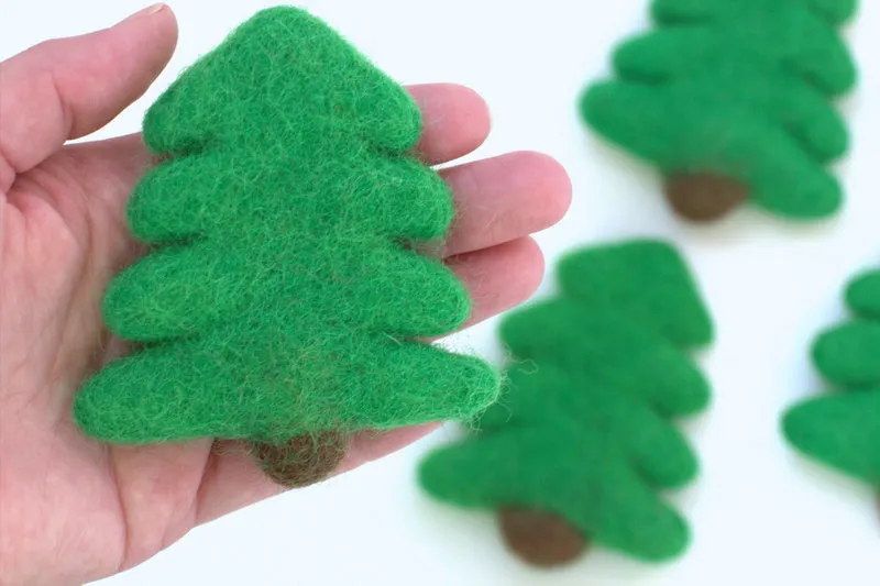 Christmas Tree Felt Garland- Red, Lime Green, Almond