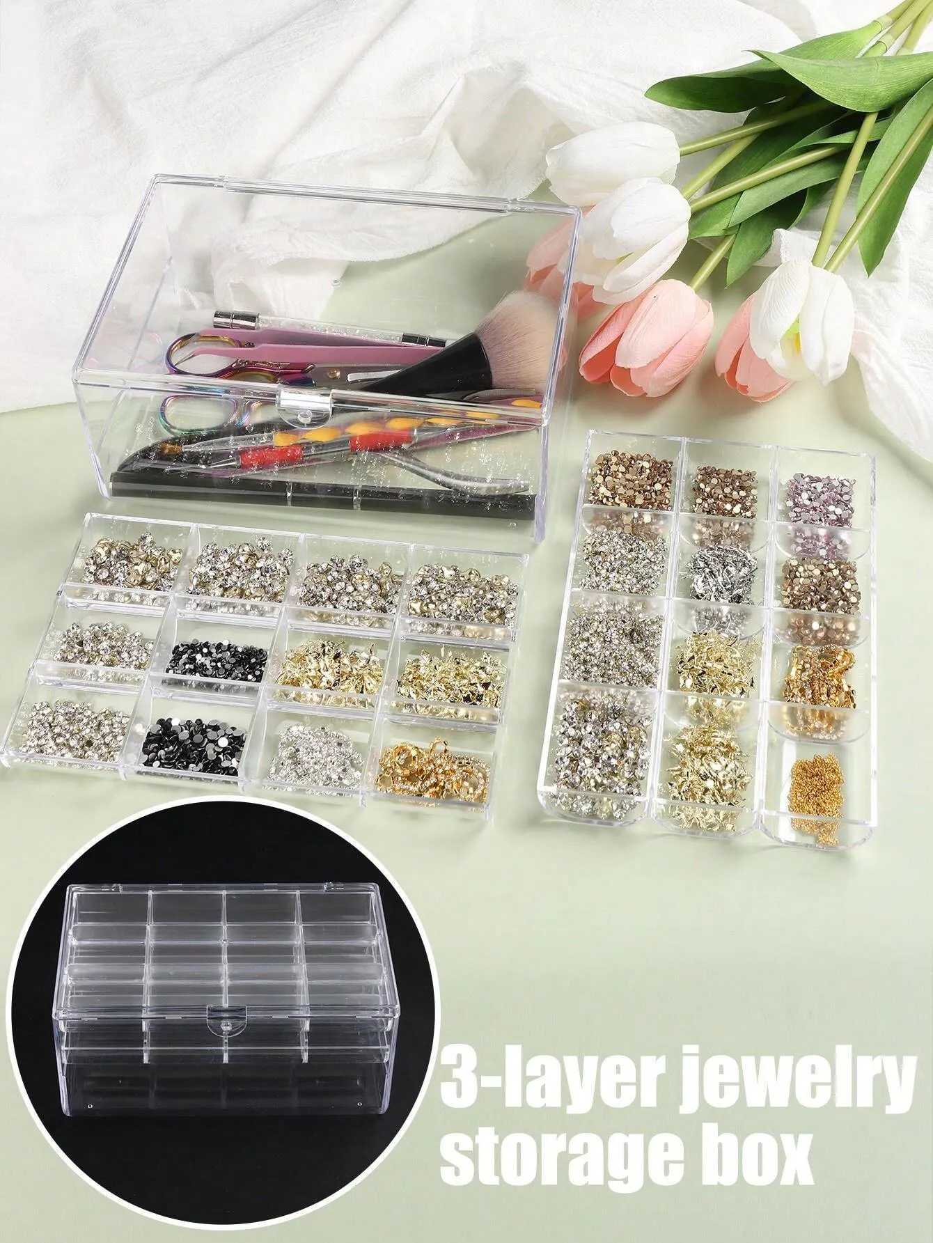 Crystal Acrylic 3 Layer Jewelry Organizer