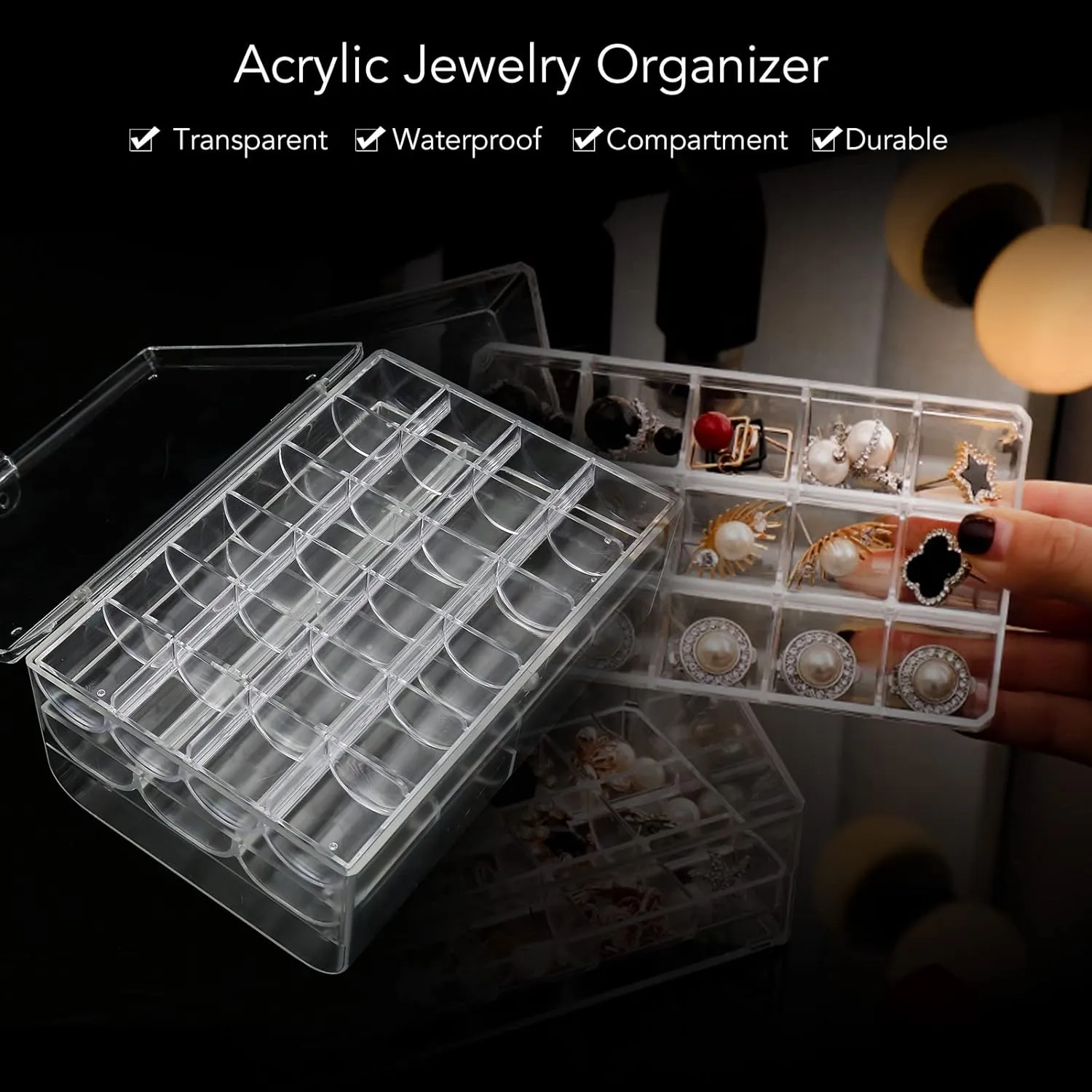 Crystal Acrylic 3 Layer Jewelry Organizer