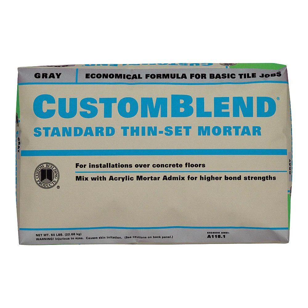 CUSTOM CBTSG50 Thin-Set Mortar, Gray, Powder, 50 lb Bag