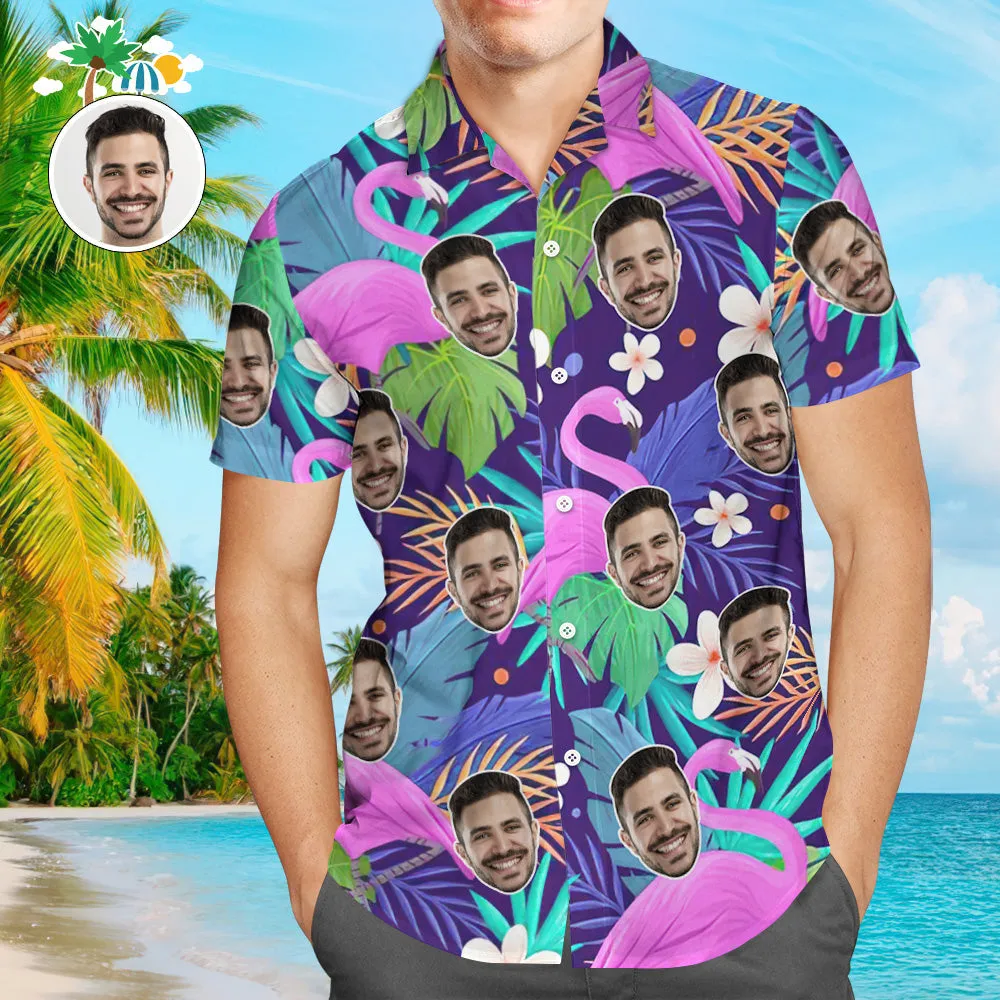 Custom Face Hawaiian Shirt Flamingo Rum Club Personalised Aloha Beach Shirt For Men