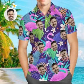 Custom Face Hawaiian Shirt Flamingo Rum Club Personalised Aloha Beach Shirt For Men