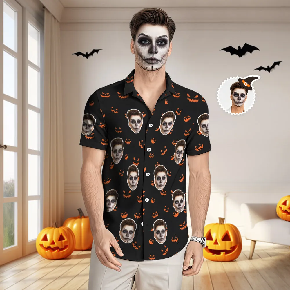 Custom Face Hawaiian Shirt Men's All Over Print Halloween Aloha Shirt Gift - Bats