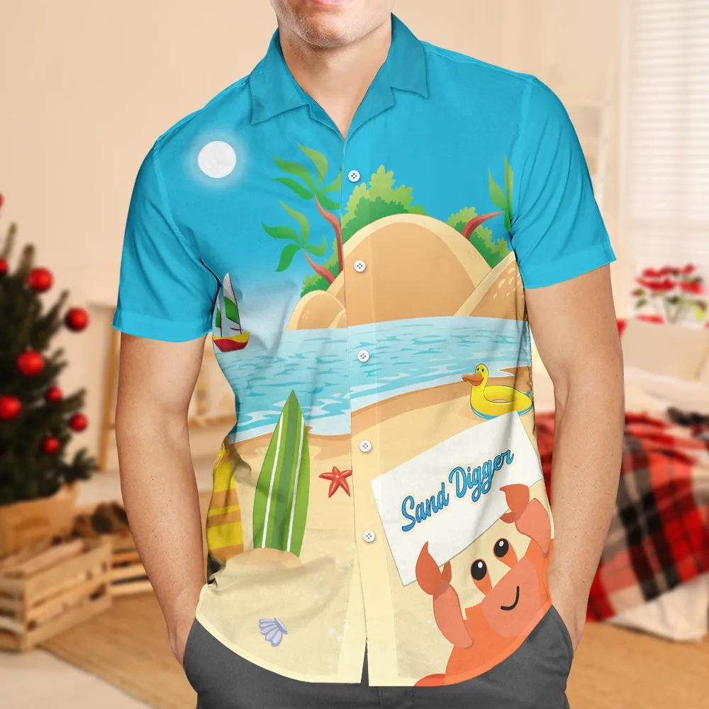 Custom Face Hawaiian Shirt Personalised Text Sand Digger Gifts For Volleyball Lovers