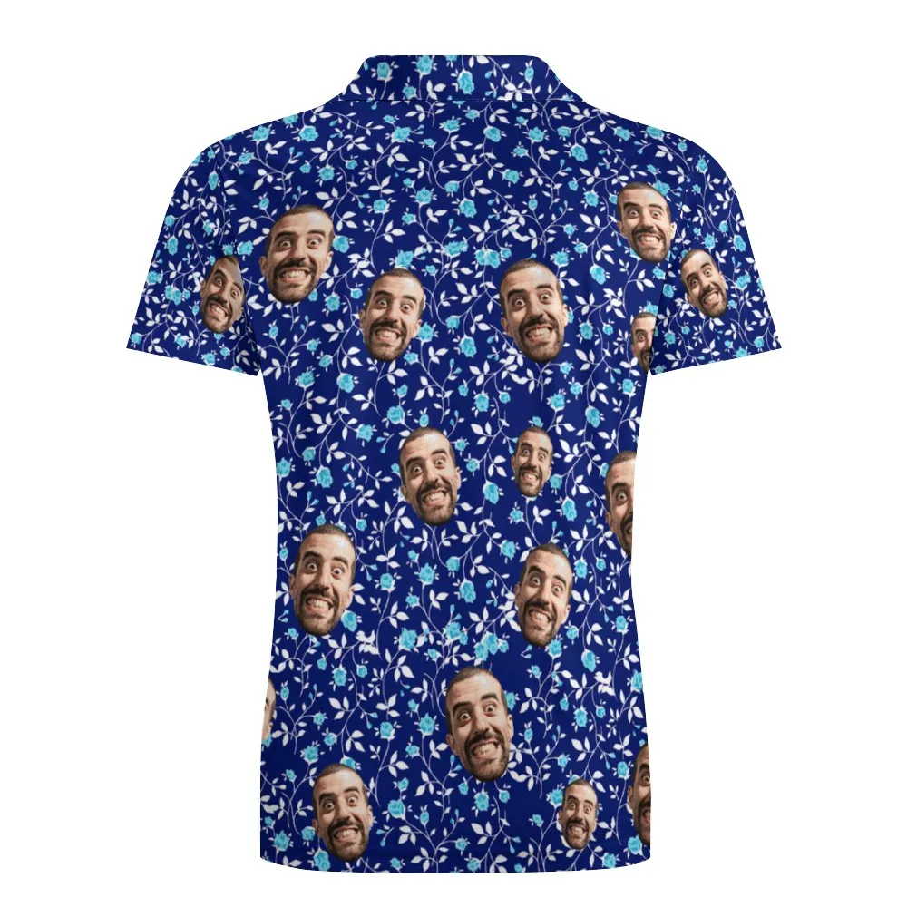 Custom Face Polo Shirt For Men Flower Power Personalised Hawaiian Golf Shirts